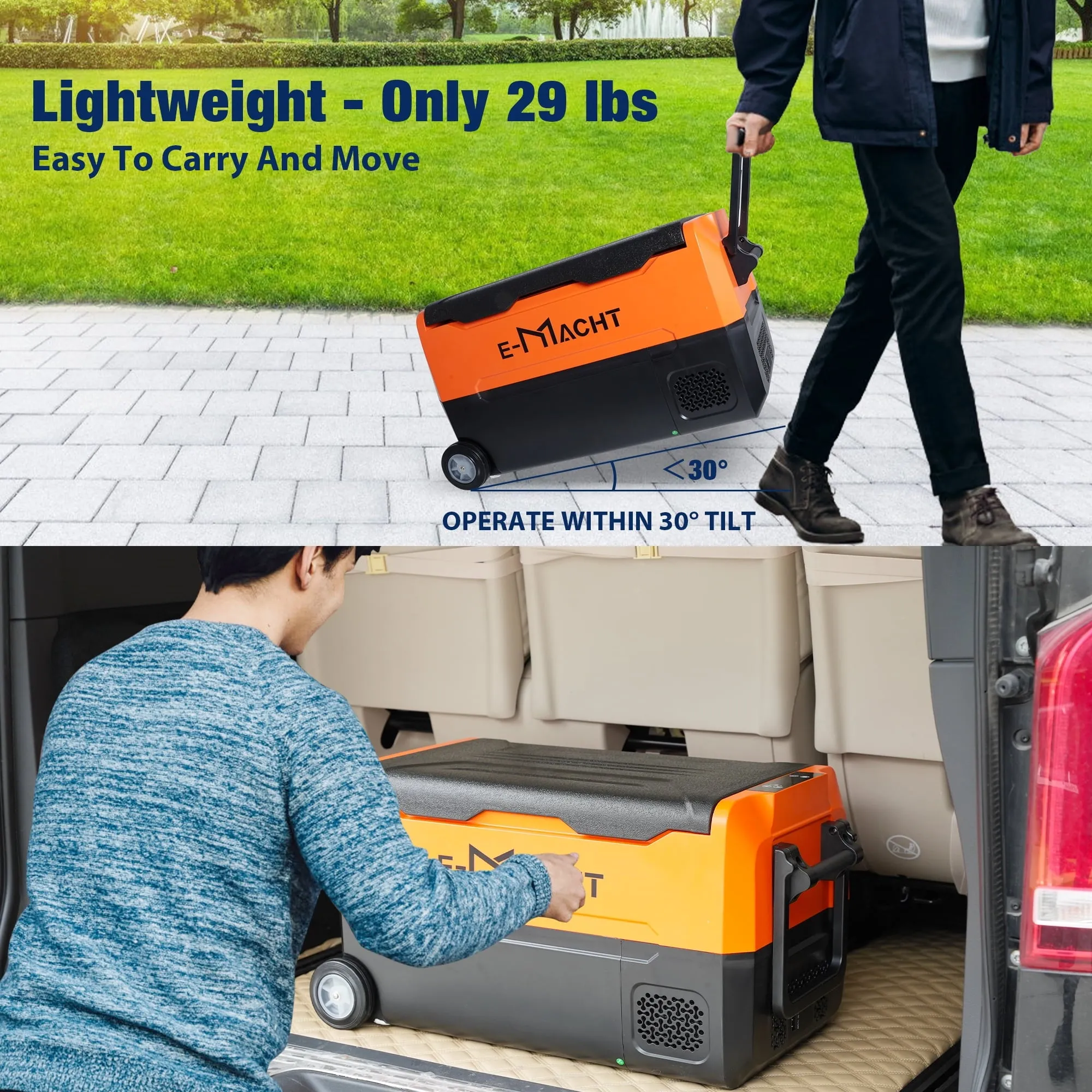 12Volt Portable Dual Zone Freezer Car Refrigerator ,31.7Quart WIFI APP Control RV Refrigerator,Electric Fridge Cooler with LED light,-4°F∽ 68°F,12/24V DC,For Camping,Outdoor,Travel