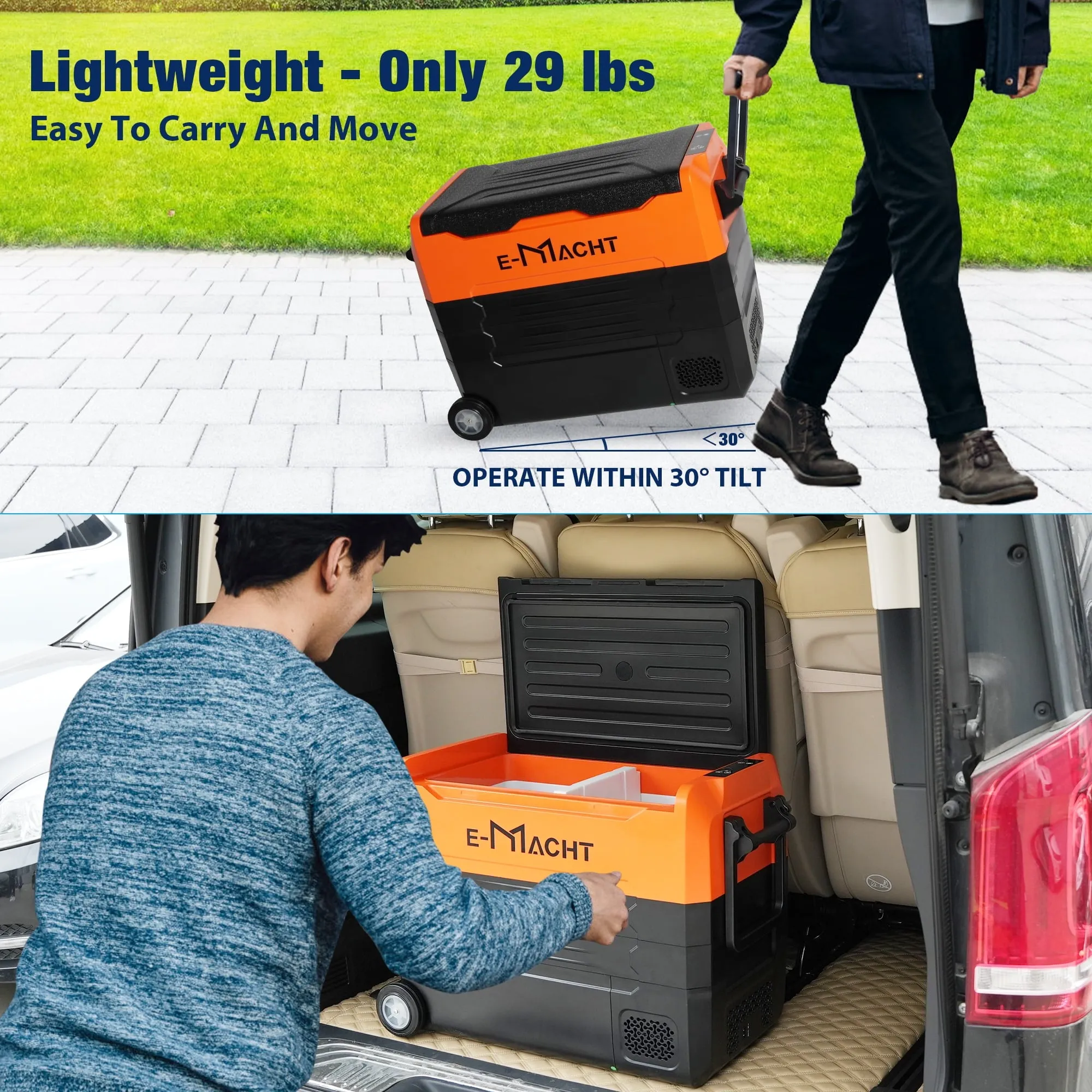 12Volt Portable Dual Zone Freezer Car Refrigerator ,52.8Quart WIFI APP Control RV Refrigerator,Electric Fridge Cooler with LED light,-4°F∽ 68°F,12/24V DC,For Camping,Outdoor,Travel