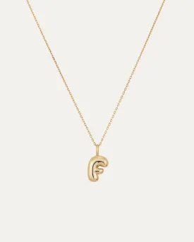14K Gold Bubble Letter Necklace - F