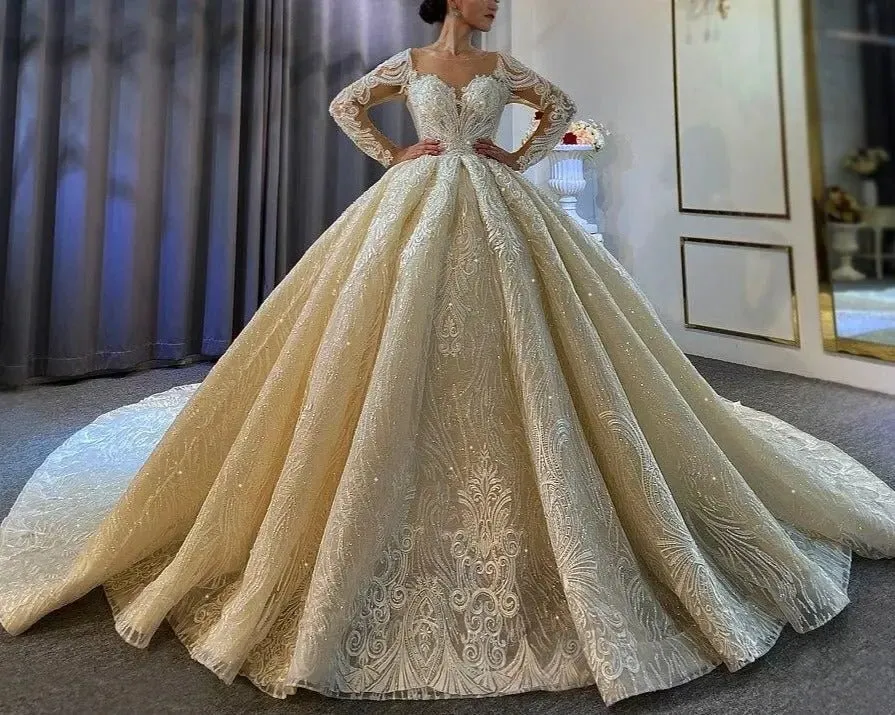 2021 Big Ball Gown Puffy Princess Wedding Dress