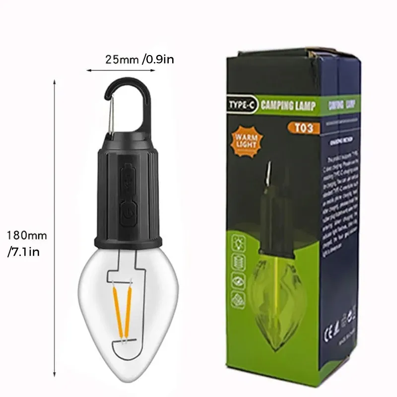2023 New Outdoor Camping Hanging Type-C Charging Retro Bulb Light