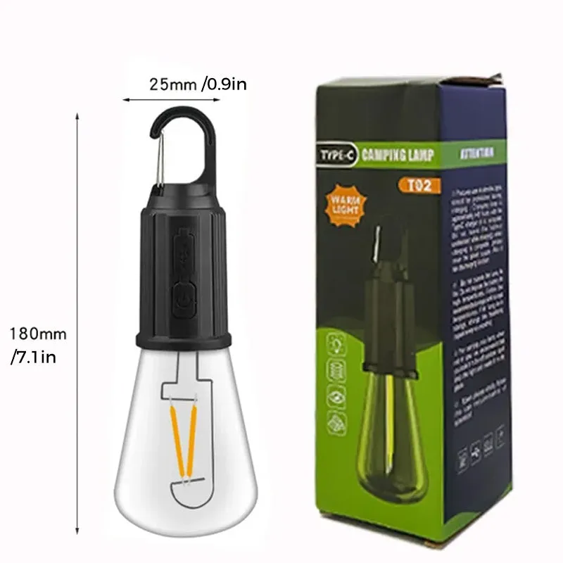 2023 New Outdoor Camping Hanging Type-C Charging Retro Bulb Light