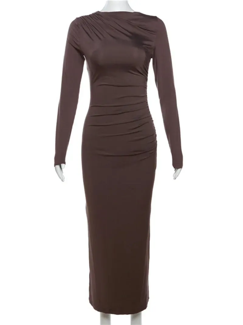 2024 Spring Elegant O-neck Long Sleeve Bodycon Dress