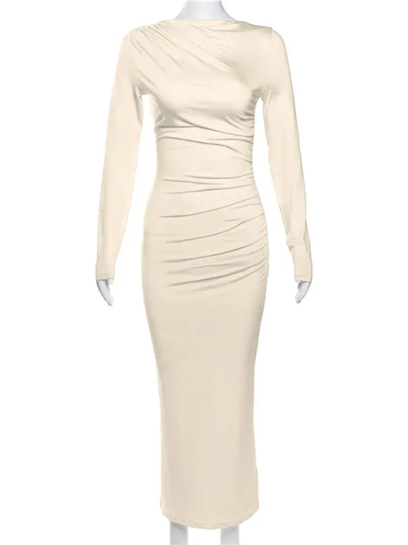 2024 Spring Elegant O-neck Long Sleeve Bodycon Dress