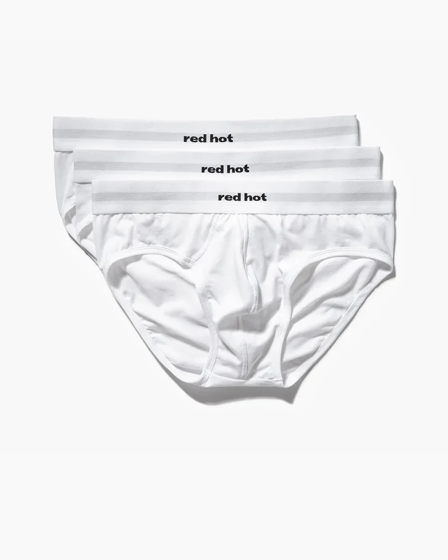 3 Pack Hip Brief Mono-Tone White