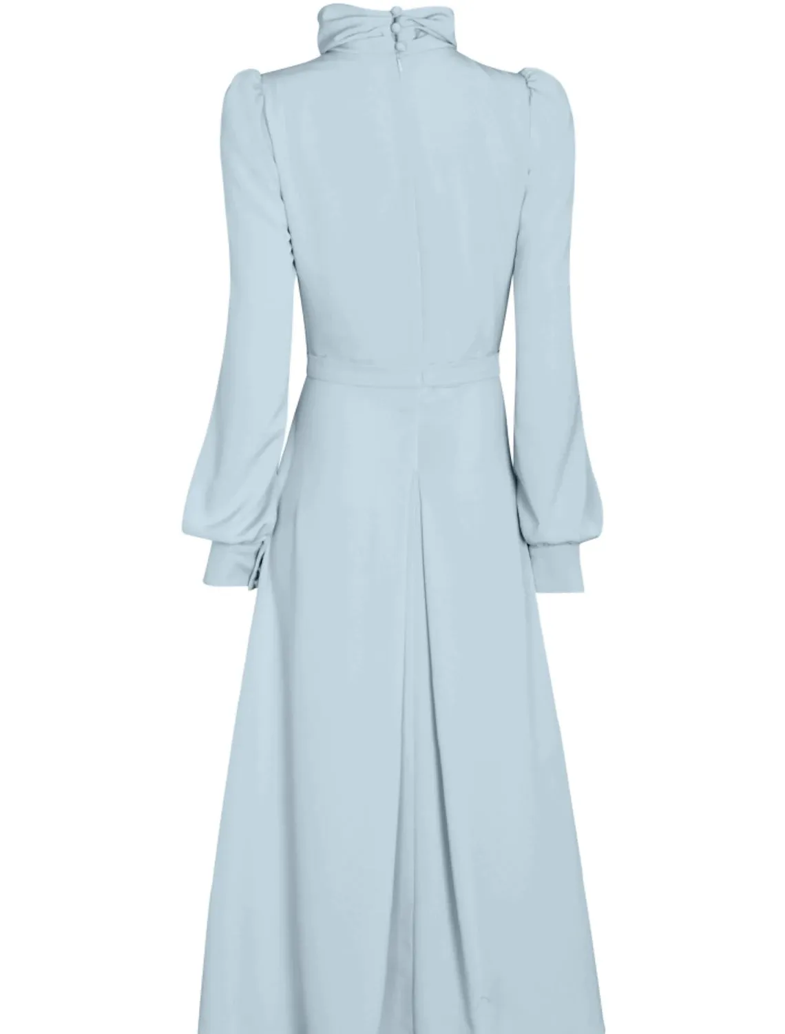A-Line Mother of the Bride Dress Wedding Guest Elegant Petite High Neck Tea Length Satin Long Sleeve with Ruffles Ruching Solid Color