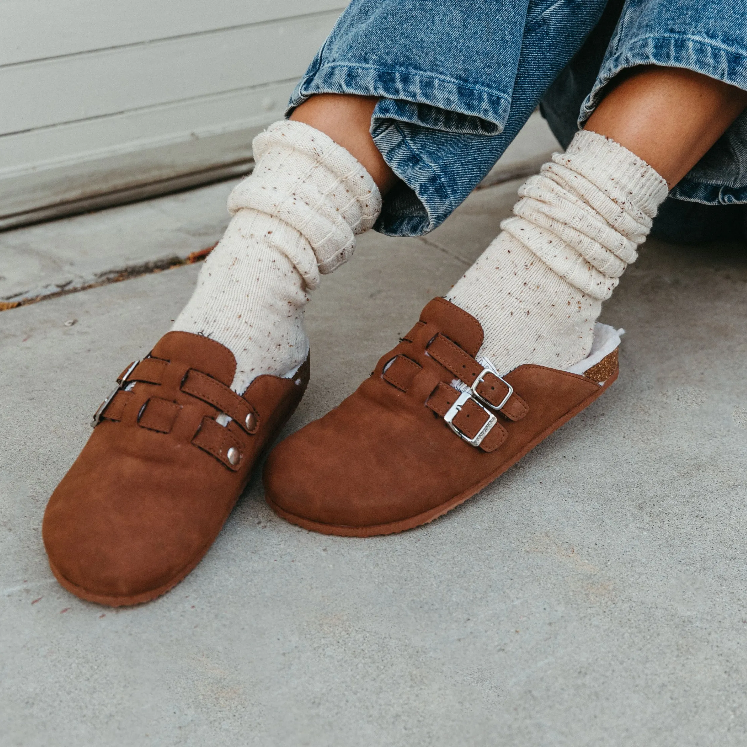 Luxurious Abel Cognac Shearling Mule Slippers