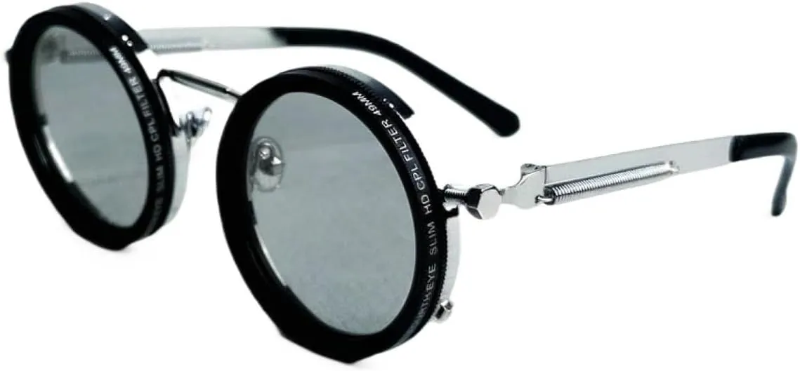 Adjustable Tint Sunglasses Round Polarized with Built-in ND Filter, 1-9 Gears Manual Tint Control for Men