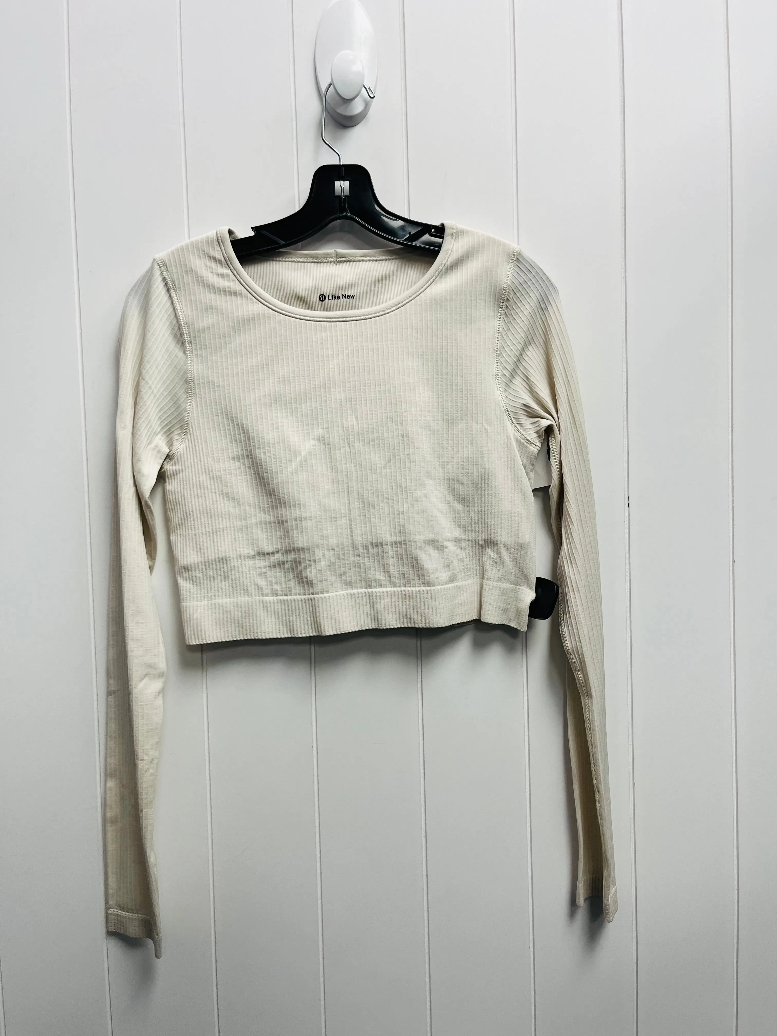 Athletic Top Long Sleeve Collar By Lululemon In Cream, Size: 10