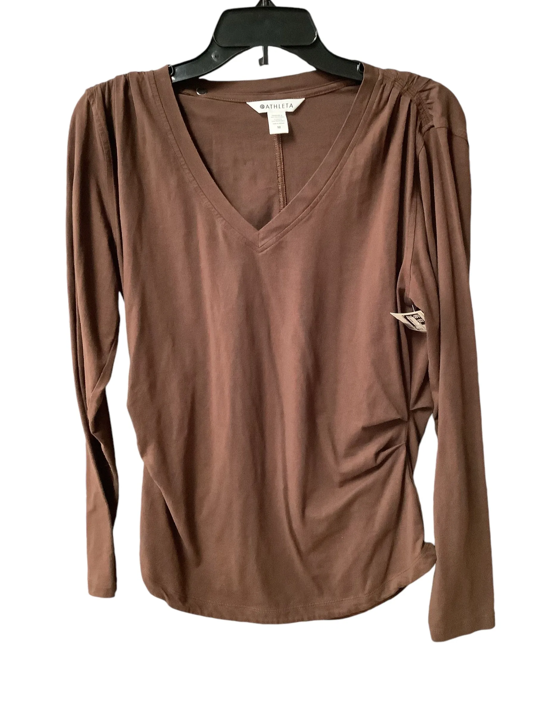 Athletic Top Long Sleeve Crewneck By Athleta In Brown, Size: M