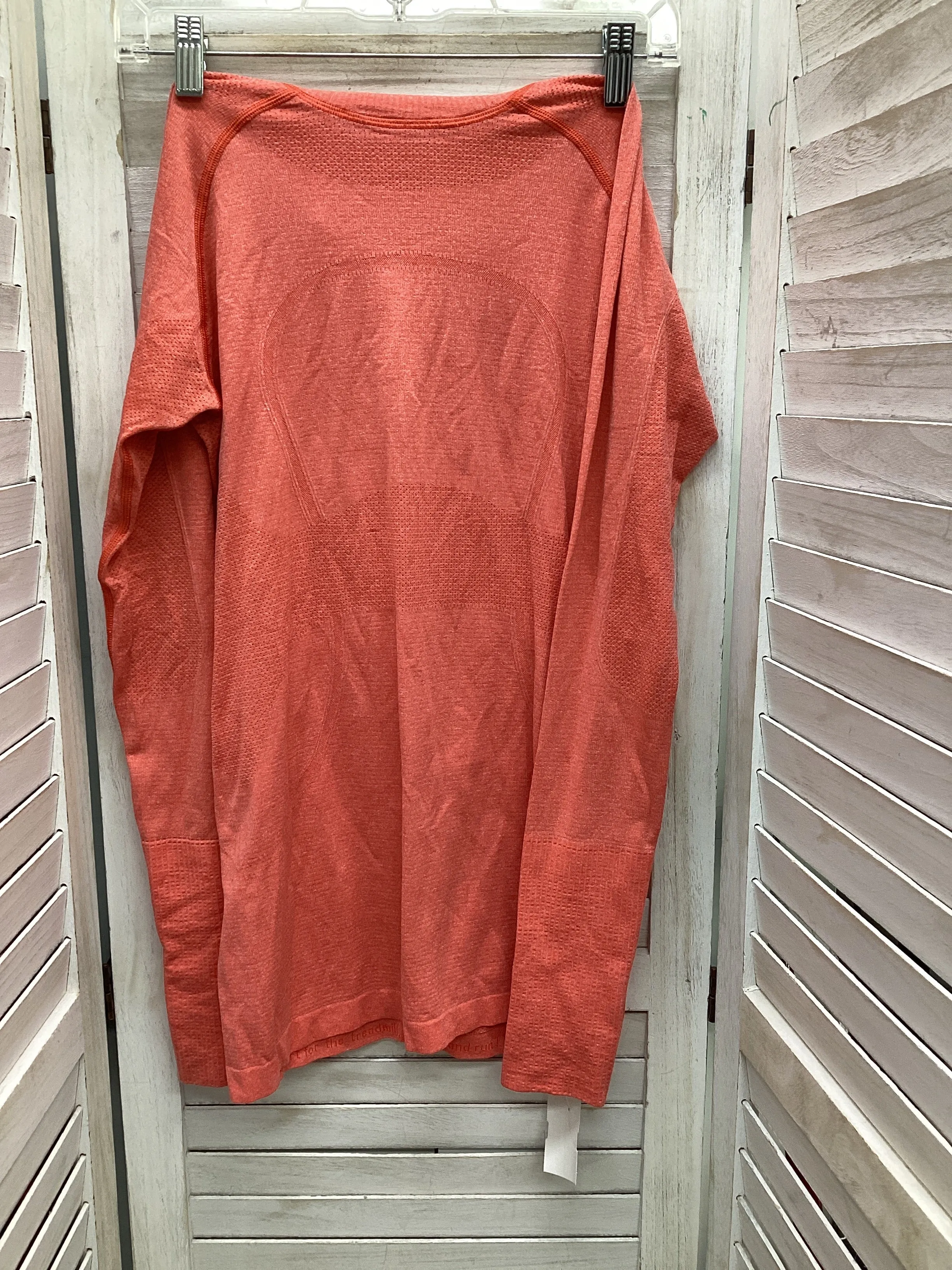Athletic Top Long Sleeve Crewneck By Lululemon In Orange, Size: 8