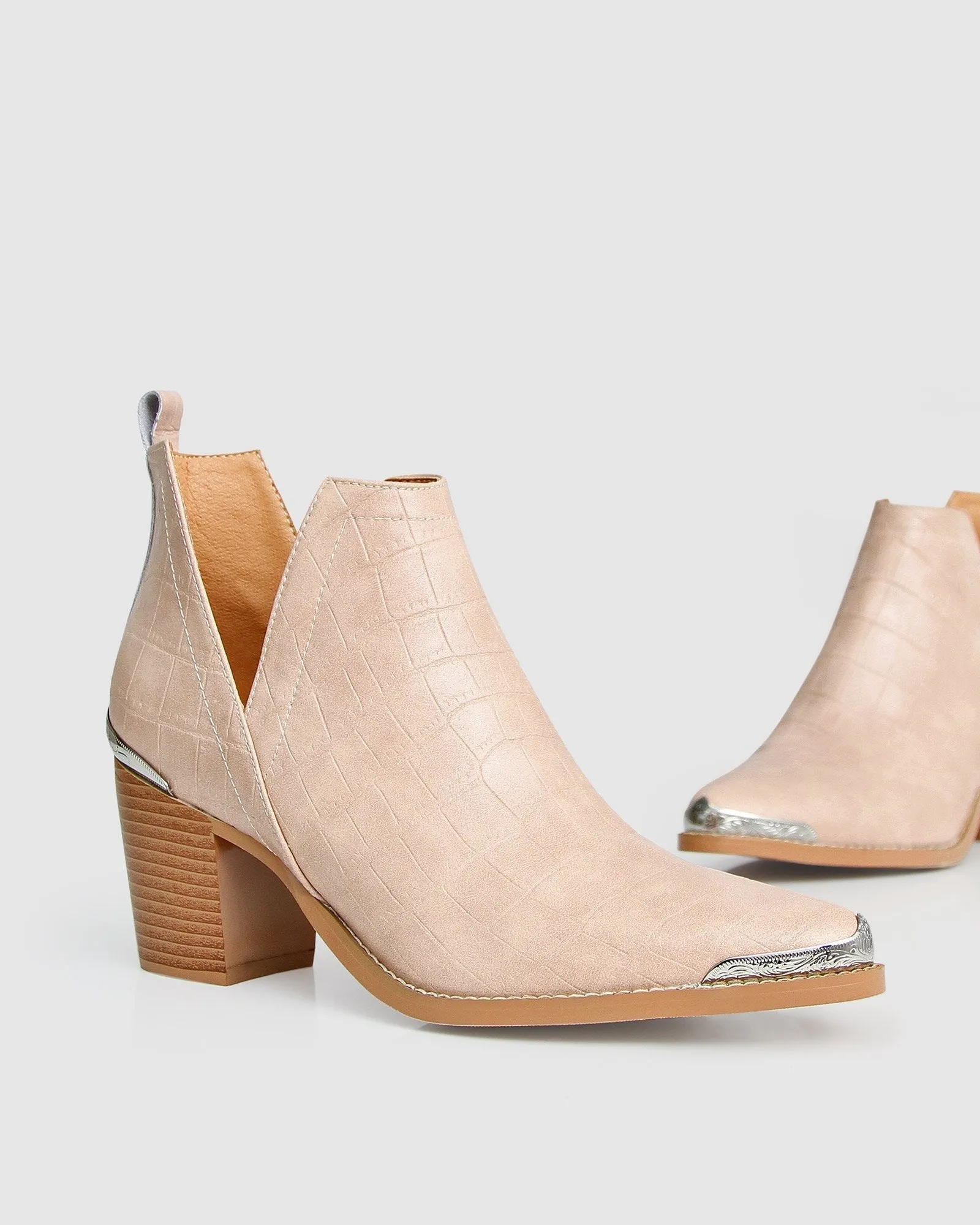 Austin Croc Embossed Ankle Boot - Blush