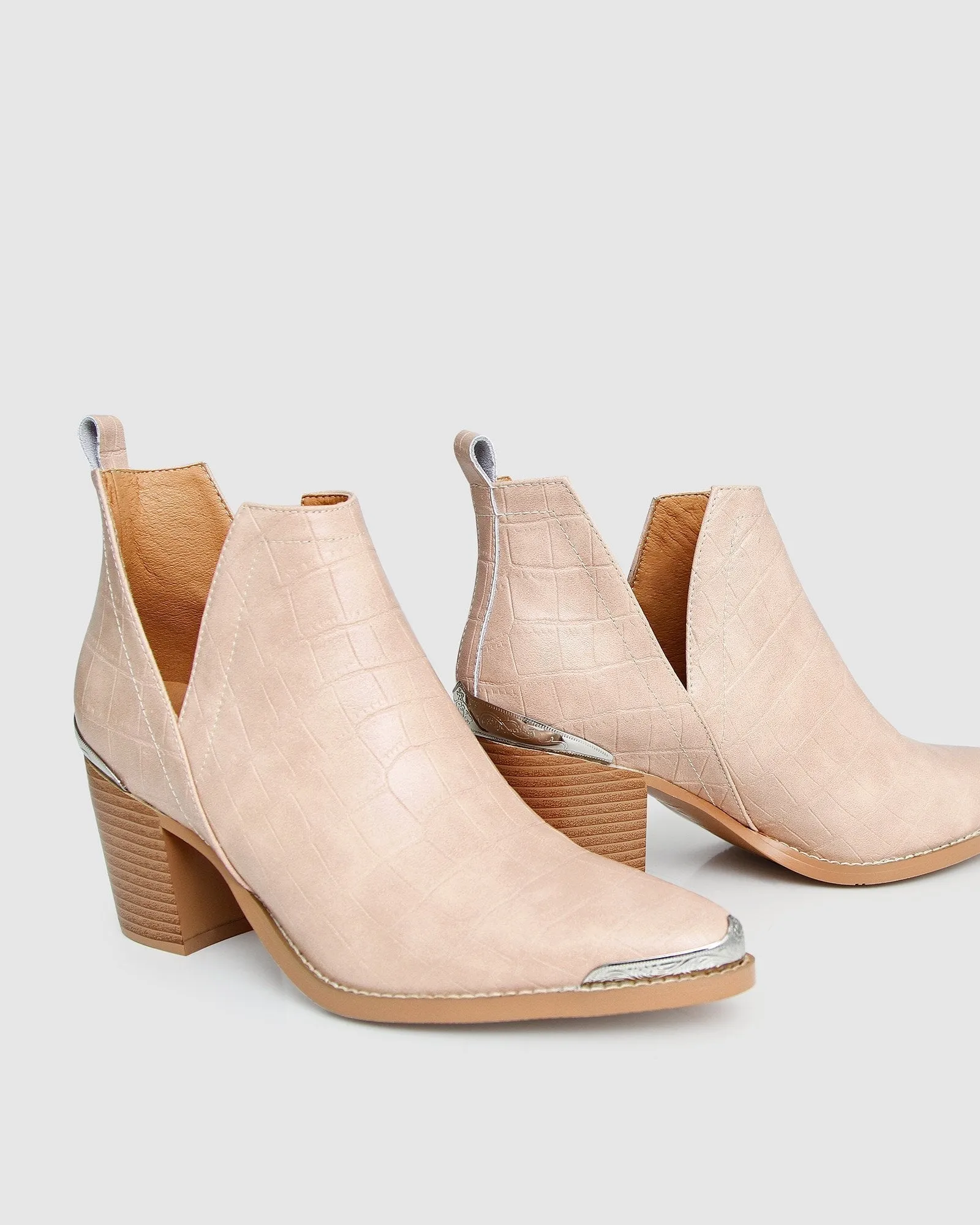 Austin Croc Embossed Ankle Boot - Blush