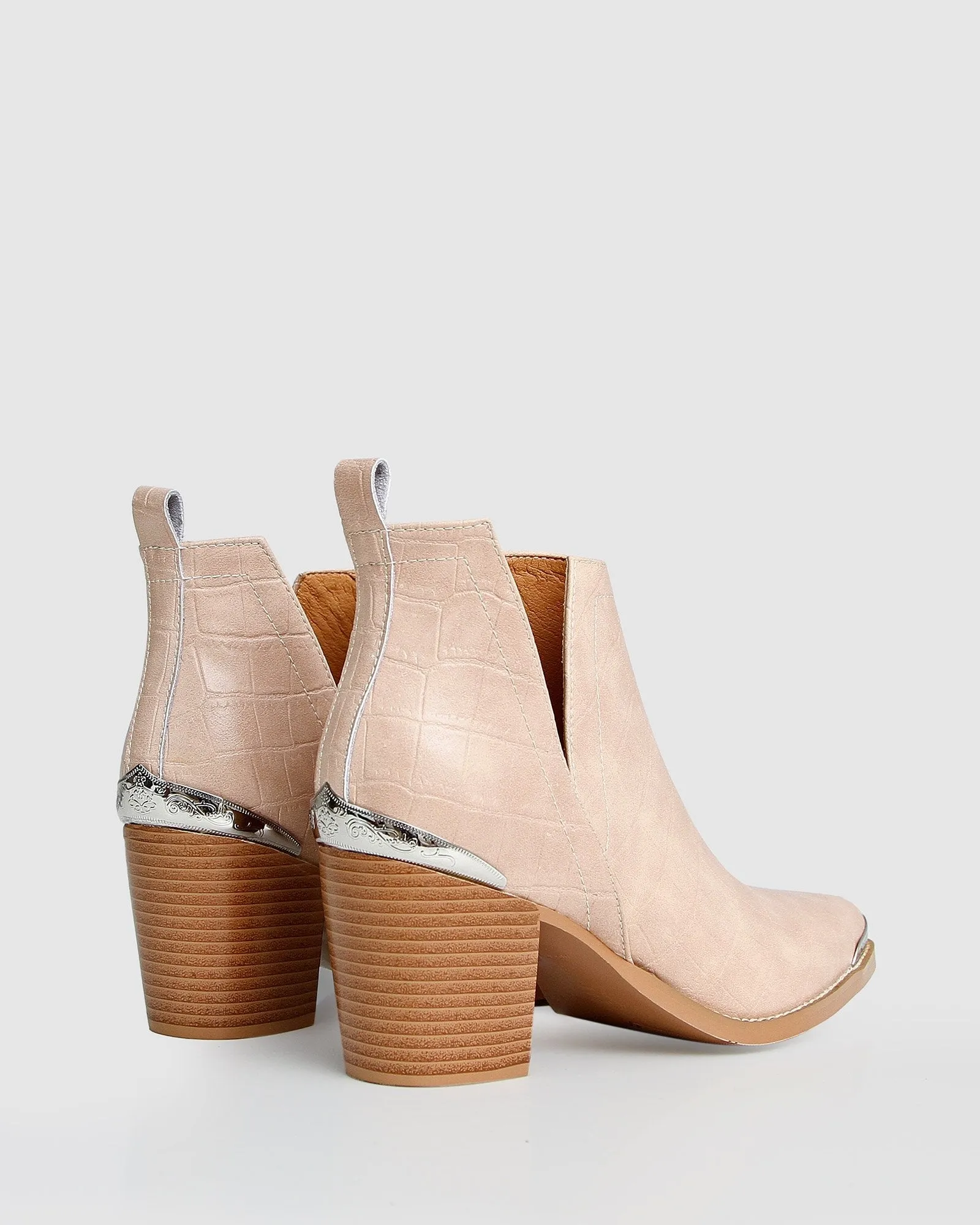 Austin Croc Embossed Ankle Boot - Blush