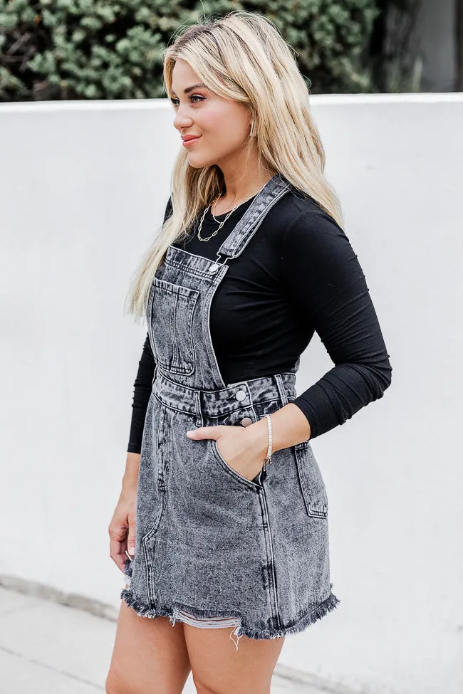 Back To That Night Black Acid Wash Overall Dress FINAL SALE