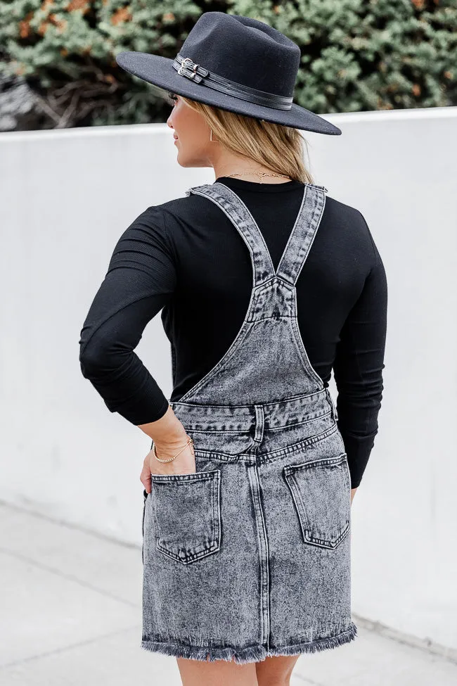 Back To That Night Black Acid Wash Overall Dress FINAL SALE