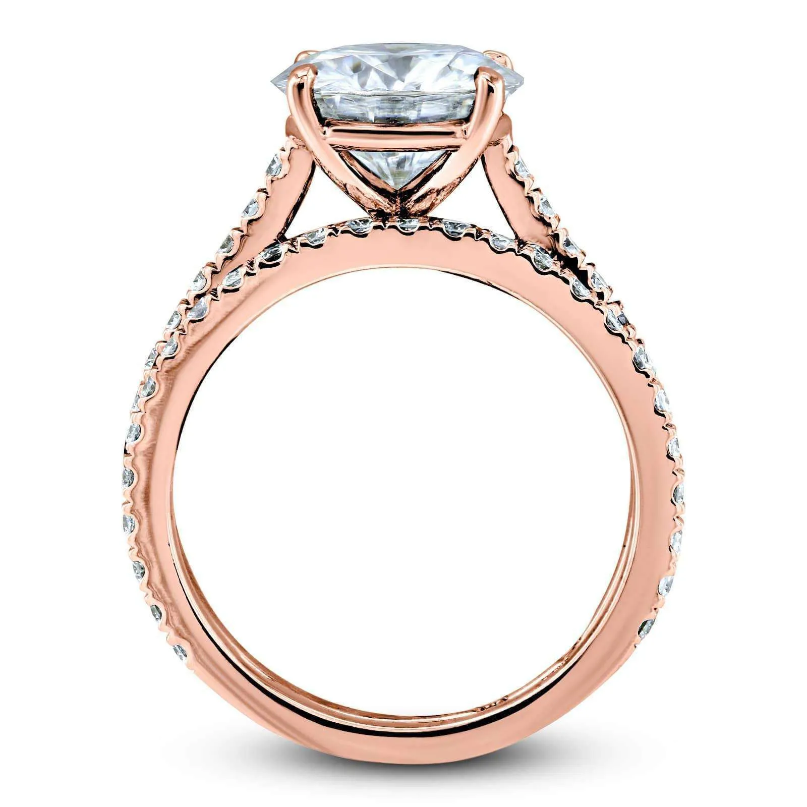 Basket Cathedral 9mm Moissanite and Diamond Rings 14k Rose Gold