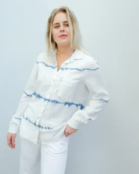 BD 2194 Frayed hem shirt in indigo white out