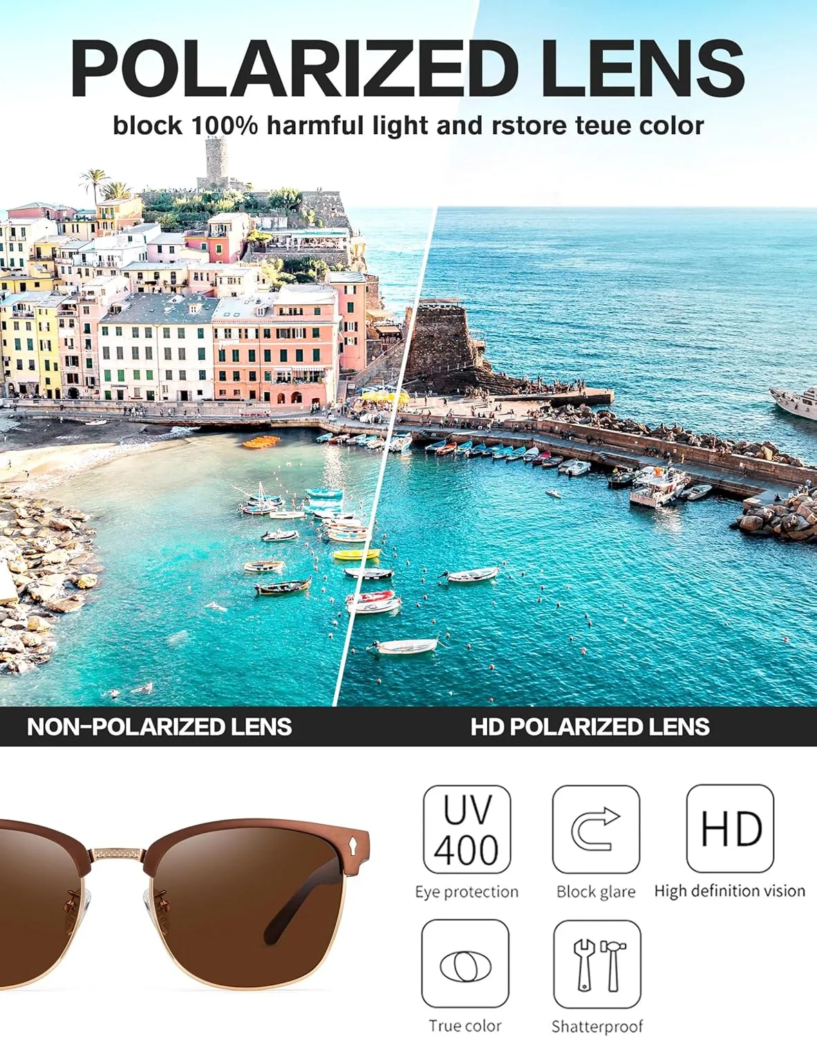 BIRCEN Polarized Sunglasses for Men UV - Protection Classic Shades for Driving Sports Fishing with Al-Mg Metal Frame