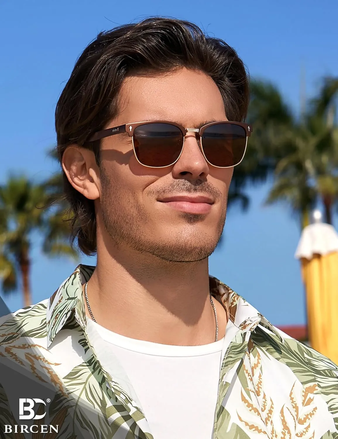 BIRCEN Polarized Sunglasses for Men UV - Protection Classic Shades for Driving Sports Fishing with Al-Mg Metal Frame