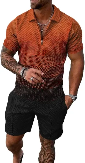 BIRW Mens Short Sets 2 Piece Outfits Polo Shirt Fashion Summer Tracksuits Casual Set Short Sleeve and Shorts Set for Men