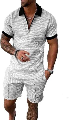 BIRW Mens Short Sets 2 Piece Outfits Polo Shirt Fashion Summer Tracksuits Casual Set Short Sleeve and Shorts Set for Men