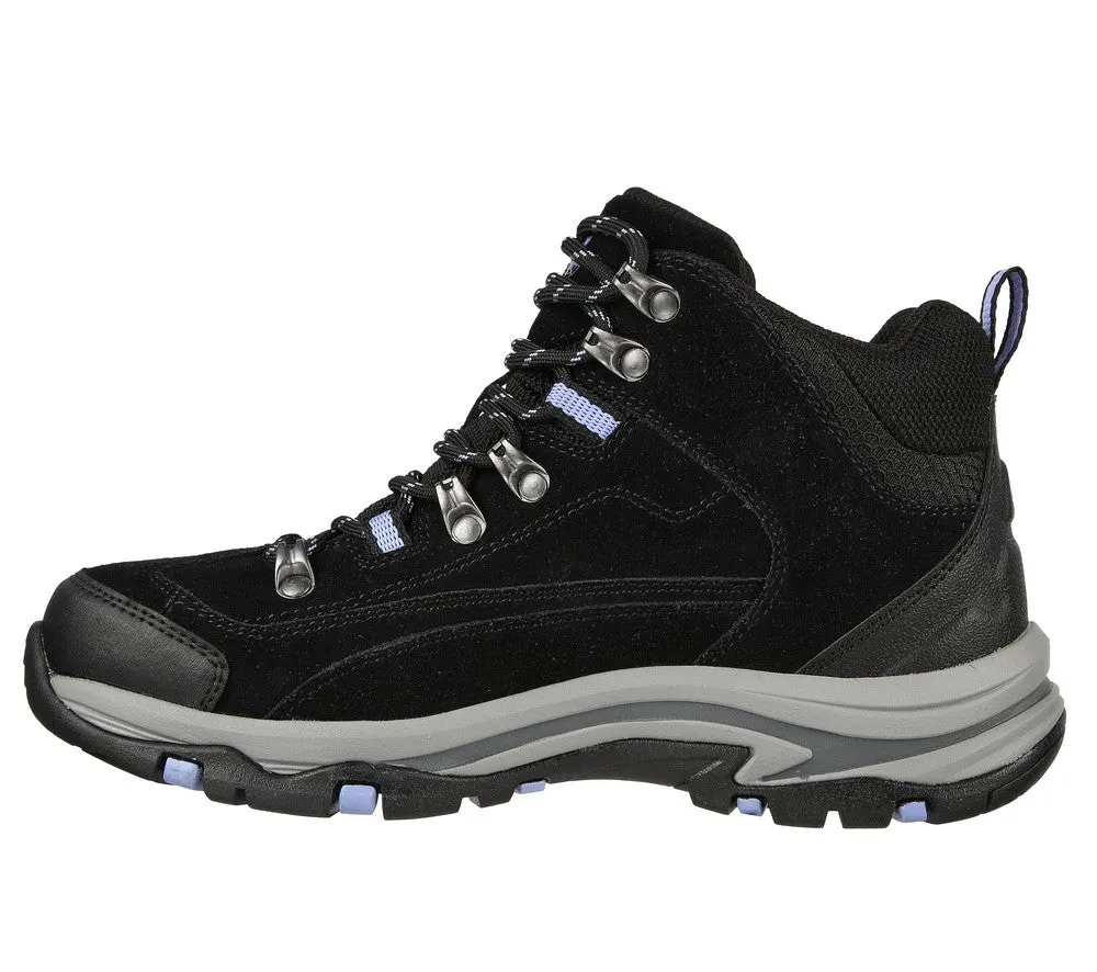 Bocanci sport, dama, SKECHERS WATERPROOF Trego Alpine Trail, 167004-BKCC negru, piele intoarsa