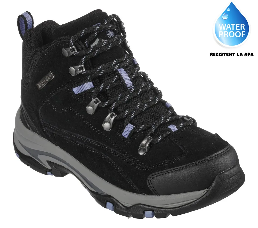 Bocanci sport, dama, SKECHERS WATERPROOF Trego Alpine Trail, 167004-BKCC negru, piele intoarsa