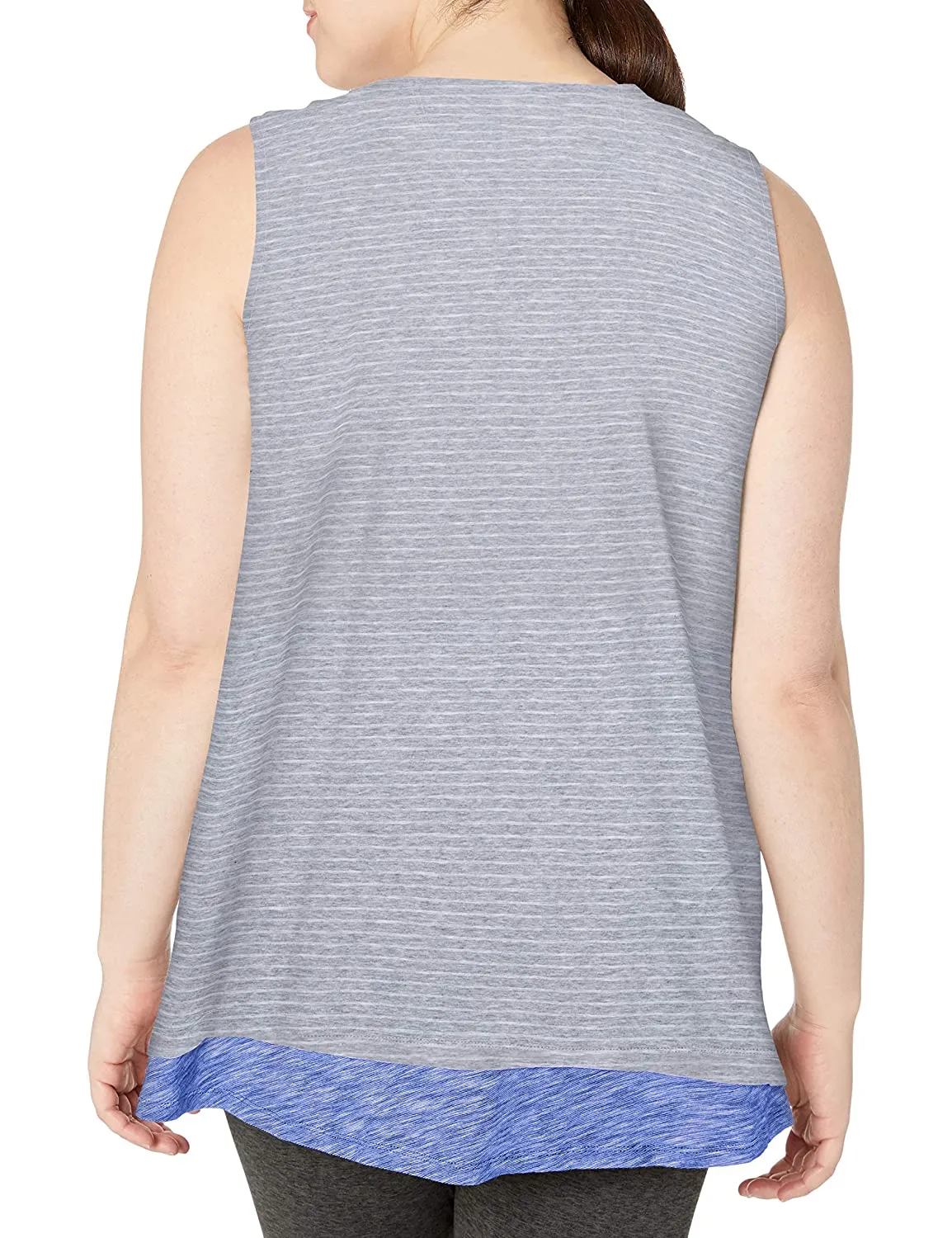 Calvin Klein Performance Women's Plus Stripe Double Layer Tank Grey, 1X