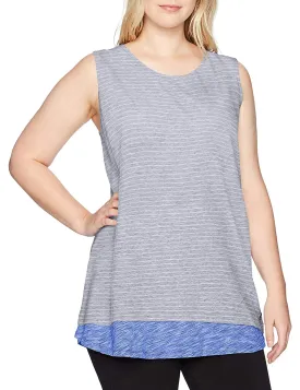 Calvin Klein Performance Women's Plus Stripe Double Layer Tank Grey, 1X