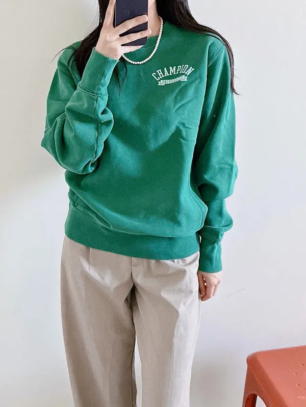 Champion Reverse Weave Oversize Crewneck Sweatshitr University Time Capsule Athletic Dark Green W2590S 586NVB AAZ9