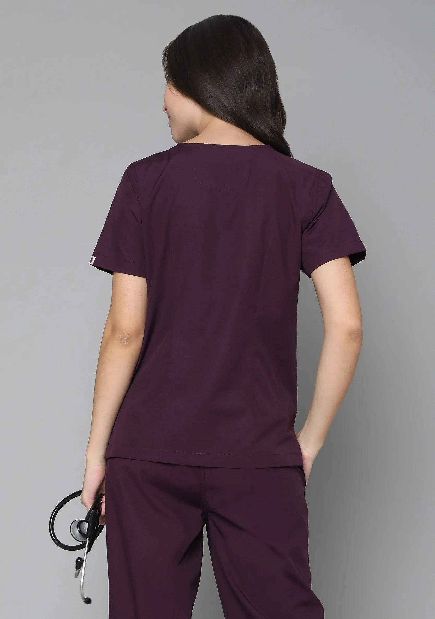 Classic Women's V-neck (Wine) Scrub - Bundle Set