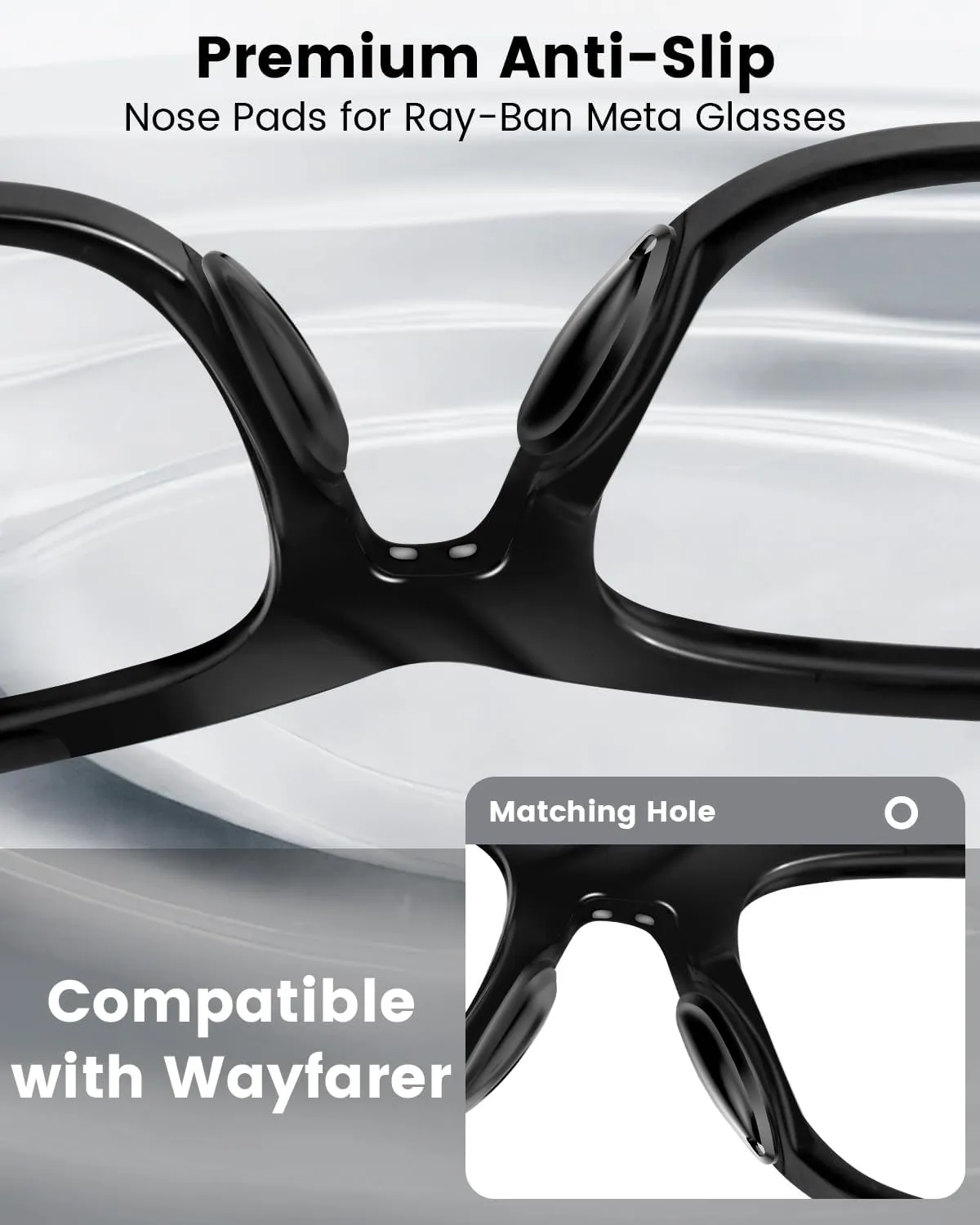 Compatible with Ray-Ban Meta Wayfarer Eyeglass Nose Pad, 8 Pairs Soft Silicone Nose Pads, Anti Slip Replacement Nose Pads
