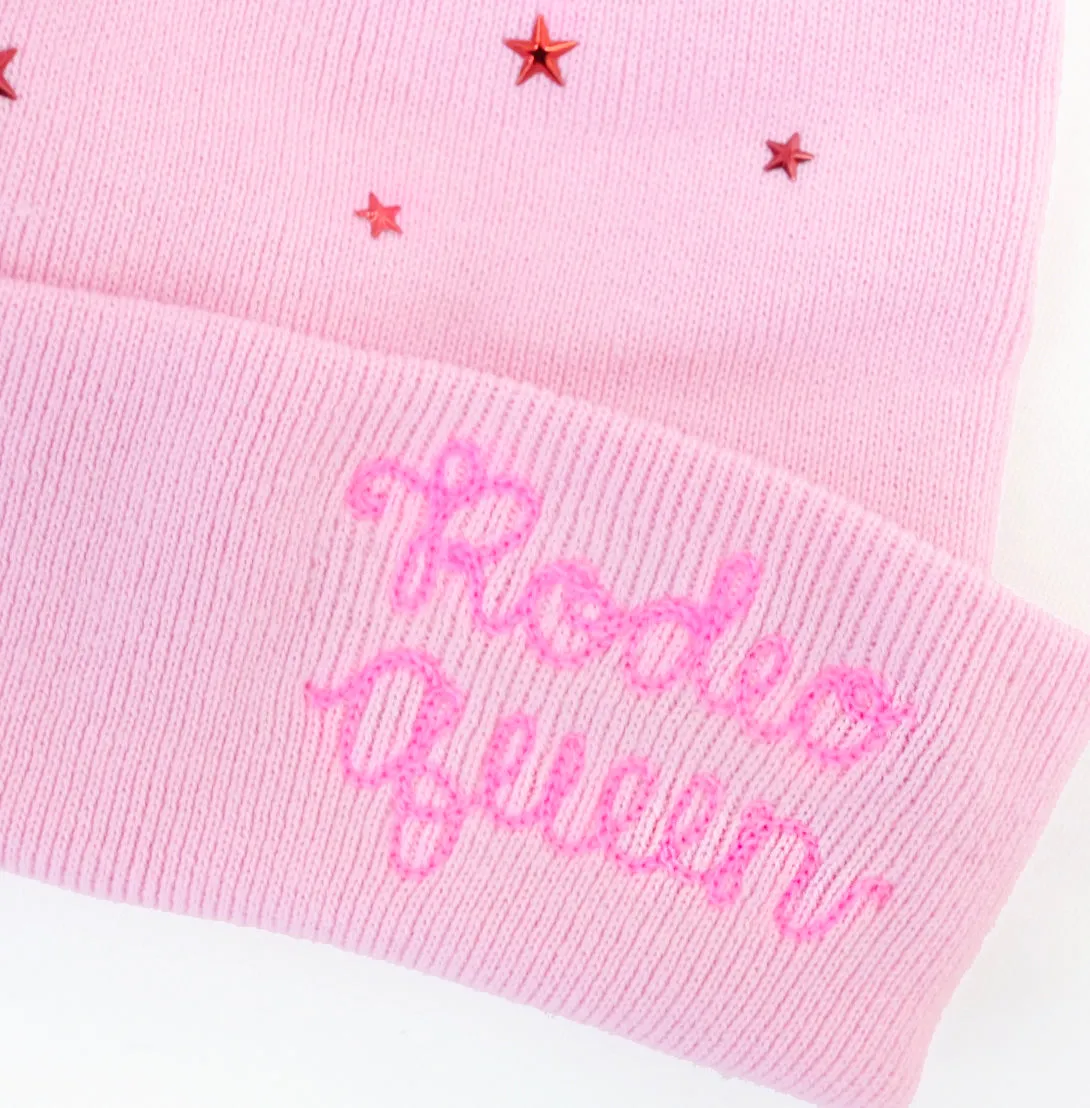 Custom Pink Rhinestone Beanie