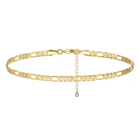 Dainty 14k Gold Adjustable Ankle Bracelets- Figaro