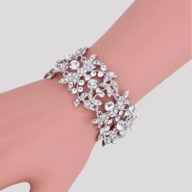 Diamonte Silver Leaf Bracelet
