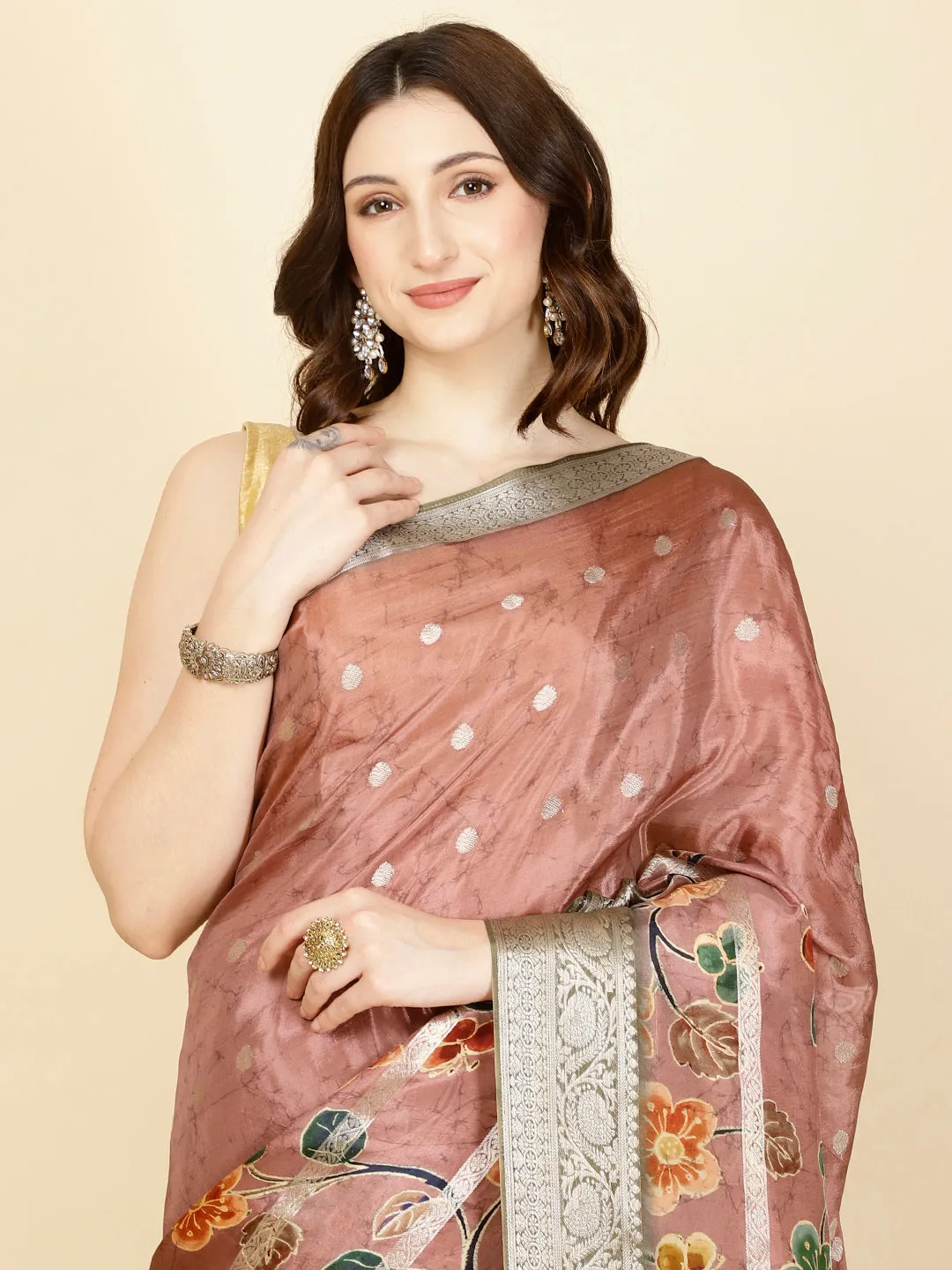 Digital Floral Printed Handloom Saree