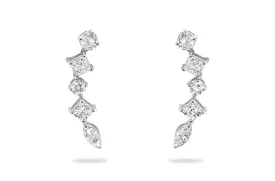 Earrings 18kt White Gold Climber with Diamonds