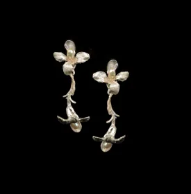 Fine Wildflower Silver Drop Post Earrings