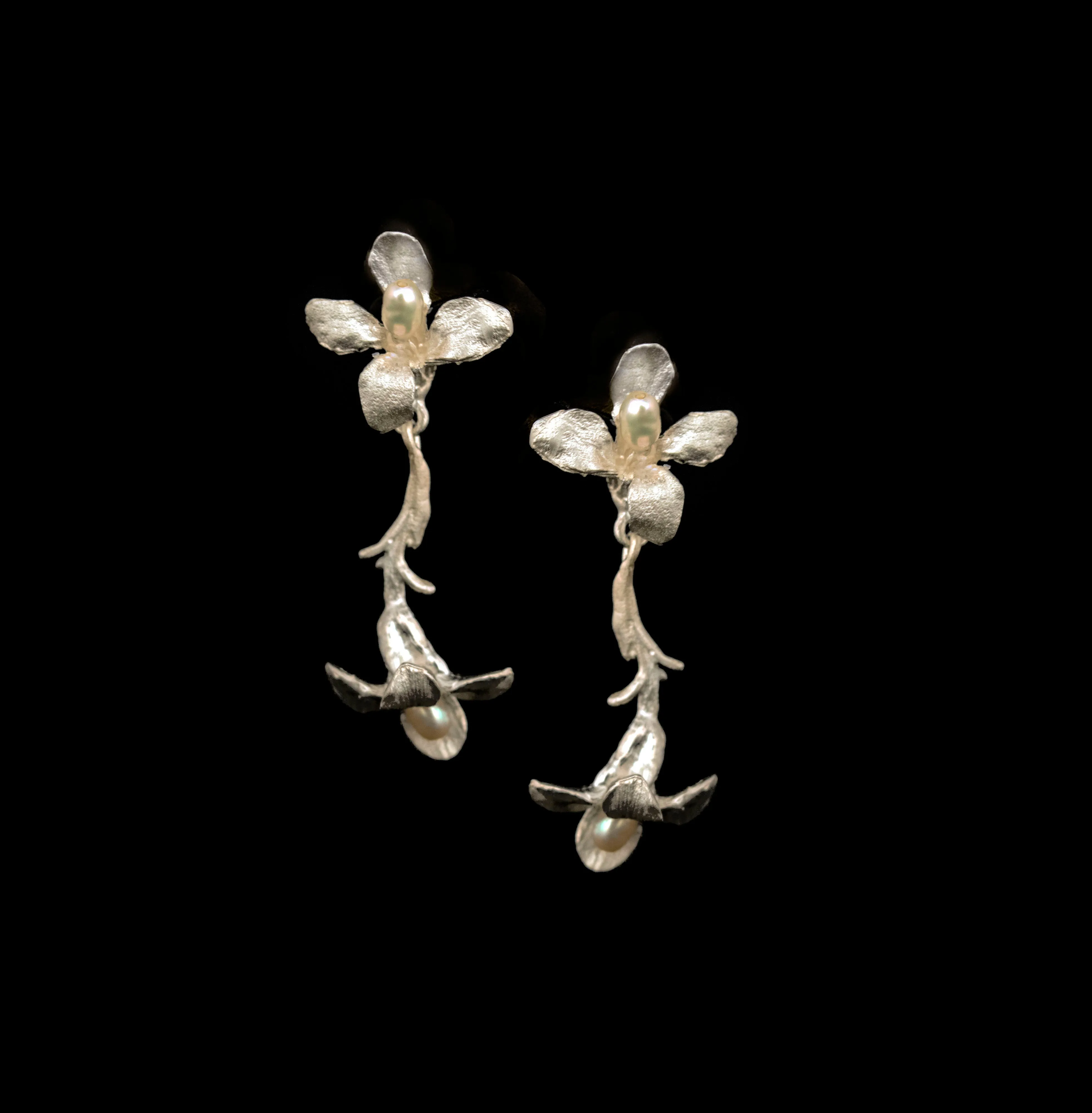 Fine Wildflower Silver Drop Post Earrings