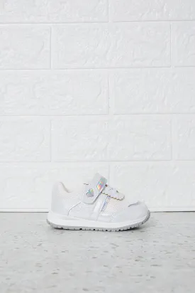 Girls White Colour Block Sneakers