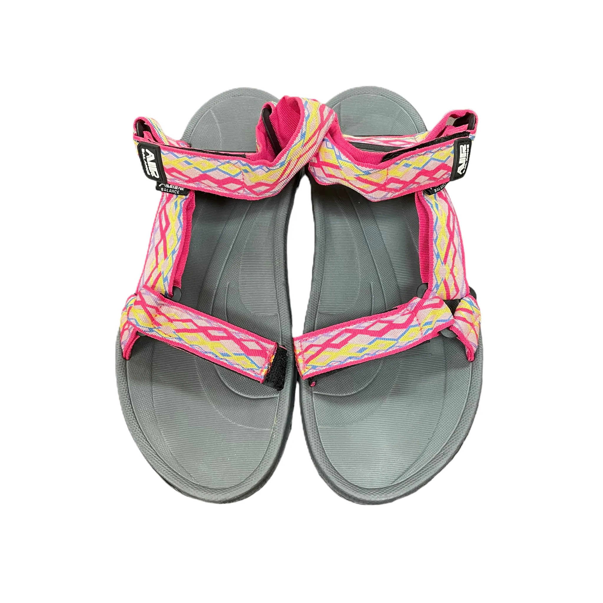 Grey & Pink Sandals Flats, Size: 12