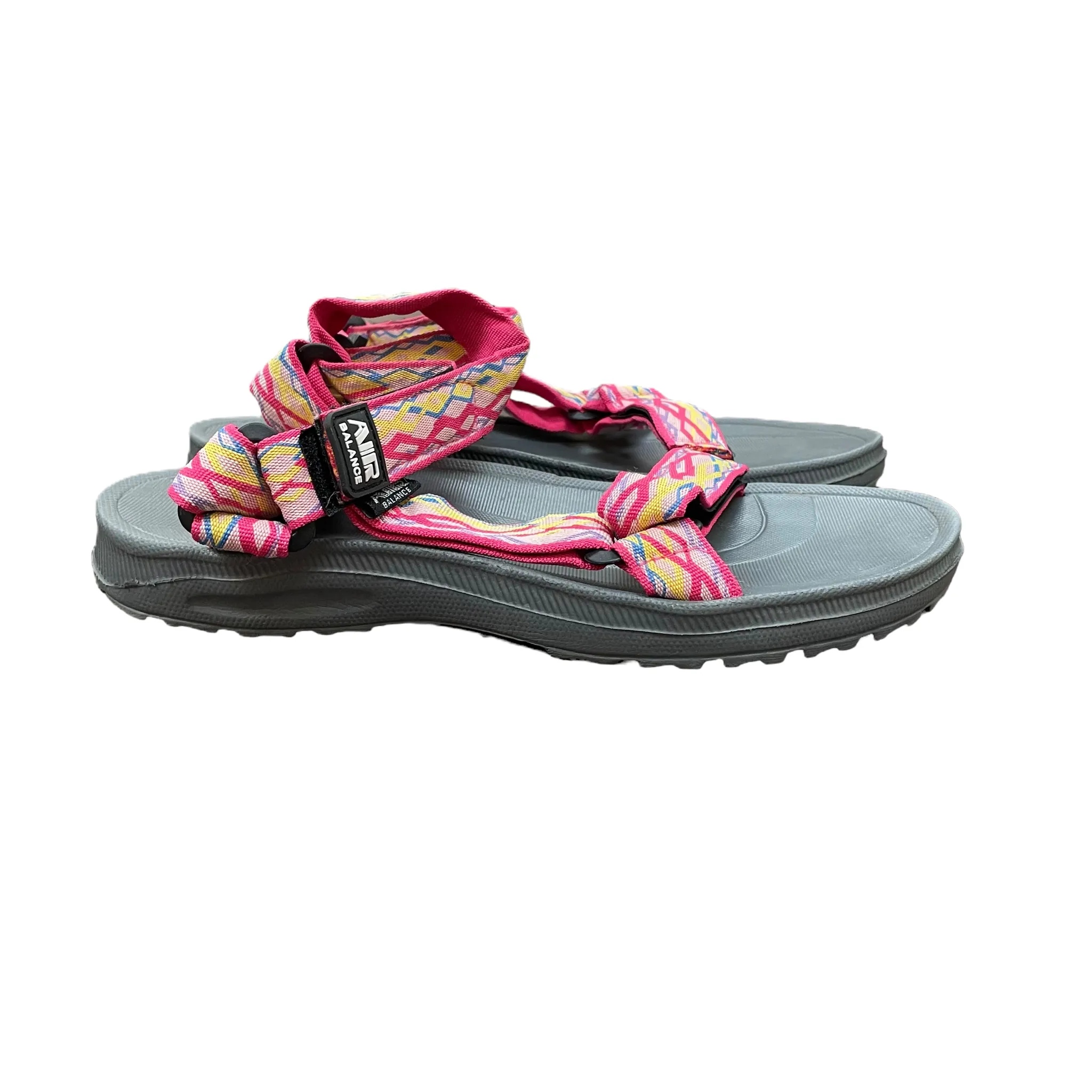 Grey & Pink Sandals Flats, Size: 12