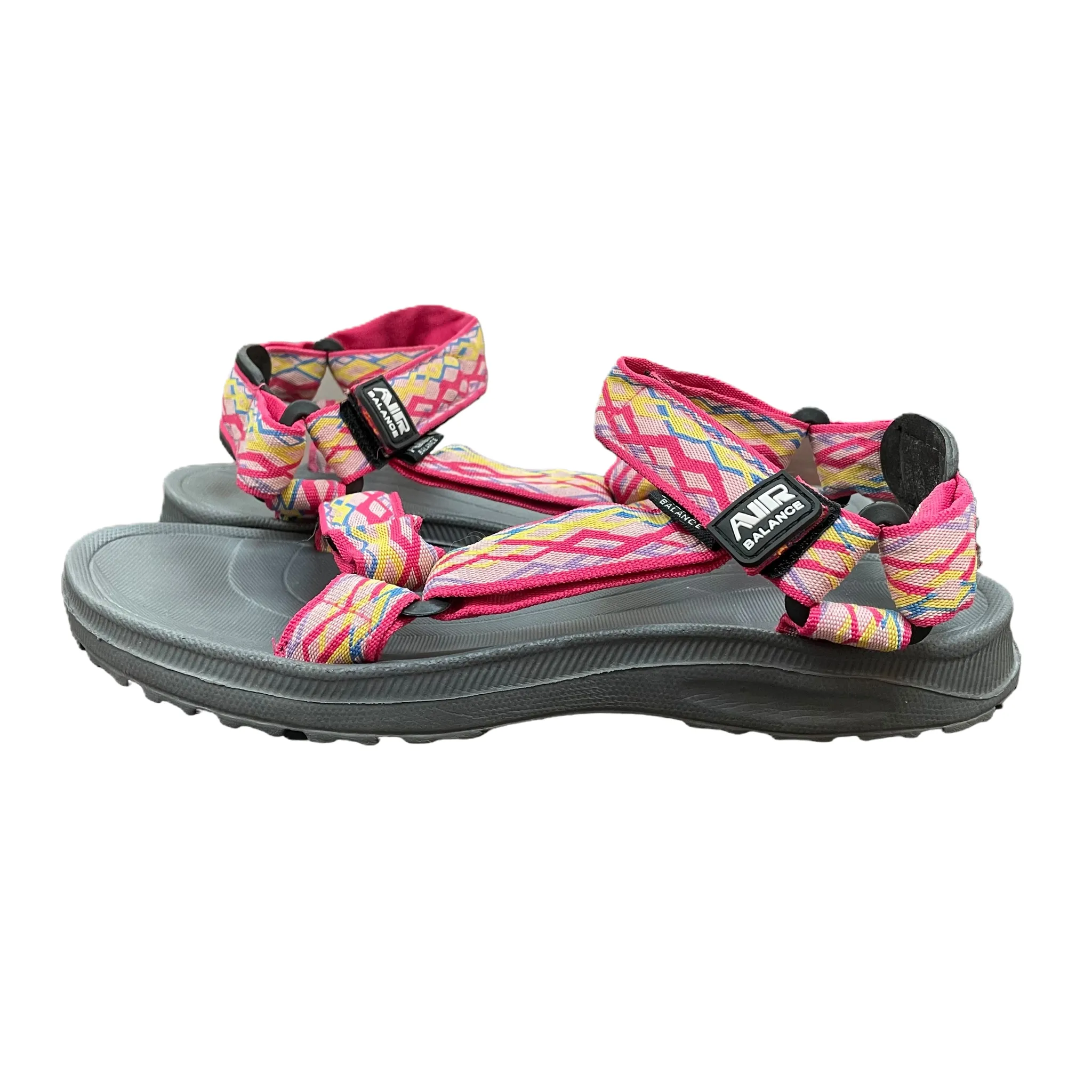 Grey & Pink Sandals Flats, Size: 12