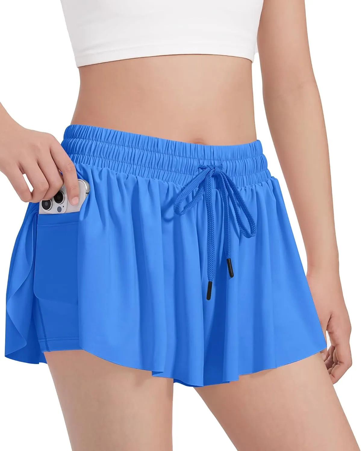 HASMES Girls Butterfly Shorts Teen Flowy Athletic Shorts for Running Dance Cheer 5-14Y