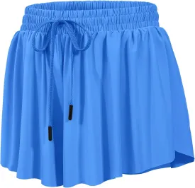 HASMES Girls Butterfly Shorts Teen Flowy Athletic Shorts for Running Dance Cheer 5-14Y