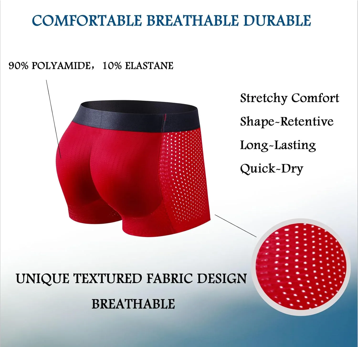 JOCKMAIL Mens Butt Padded Underwear Mens Mesh Shapewear Boxer Briefs with Butt Enhancing Pads