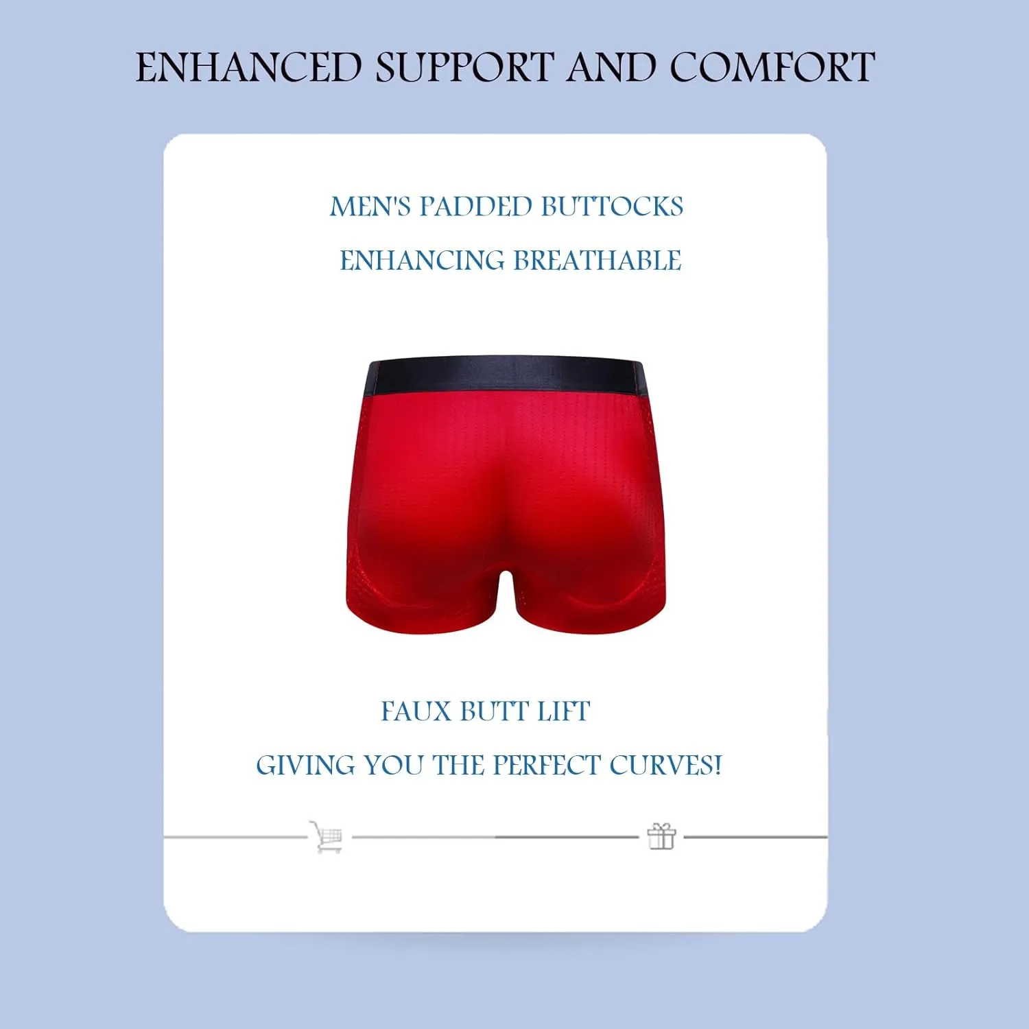 JOCKMAIL Mens Butt Padded Underwear Mens Mesh Shapewear Boxer Briefs with Butt Enhancing Pads