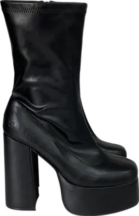 Koi Footwear Delano Black Platform Heeled Boots UK 8 EU 41 👠
