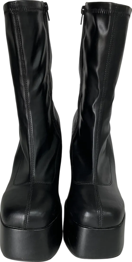 Koi Footwear Delano Black Platform Heeled Boots UK 8 EU 41 👠